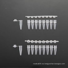 8 tubos de PCR de tira rápida con tapa plana y tapa de domo